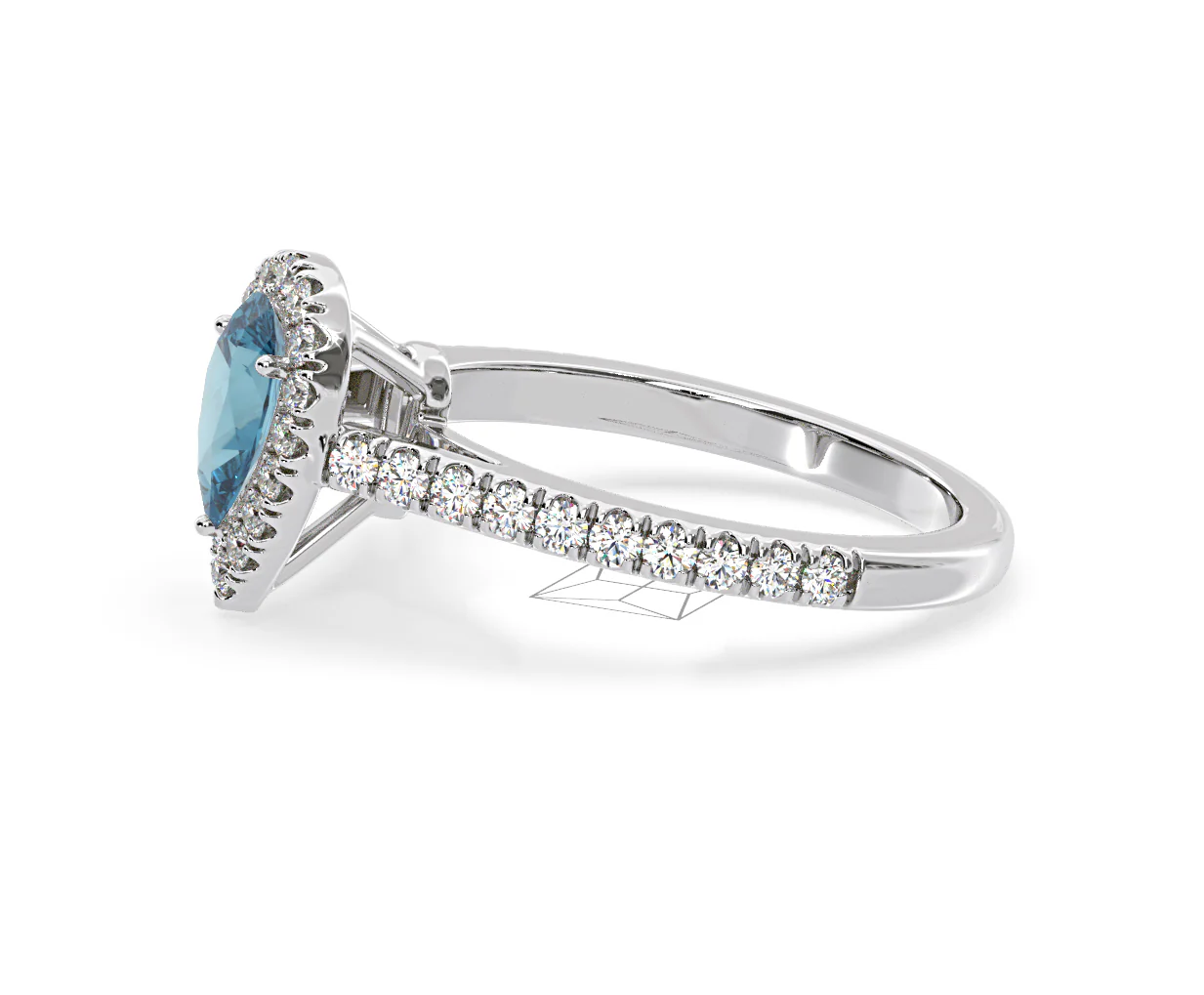 Diana Blue Lab Diamond Pear Halo Ring 1.00ct in Platinum - Elara Collection - Image 25