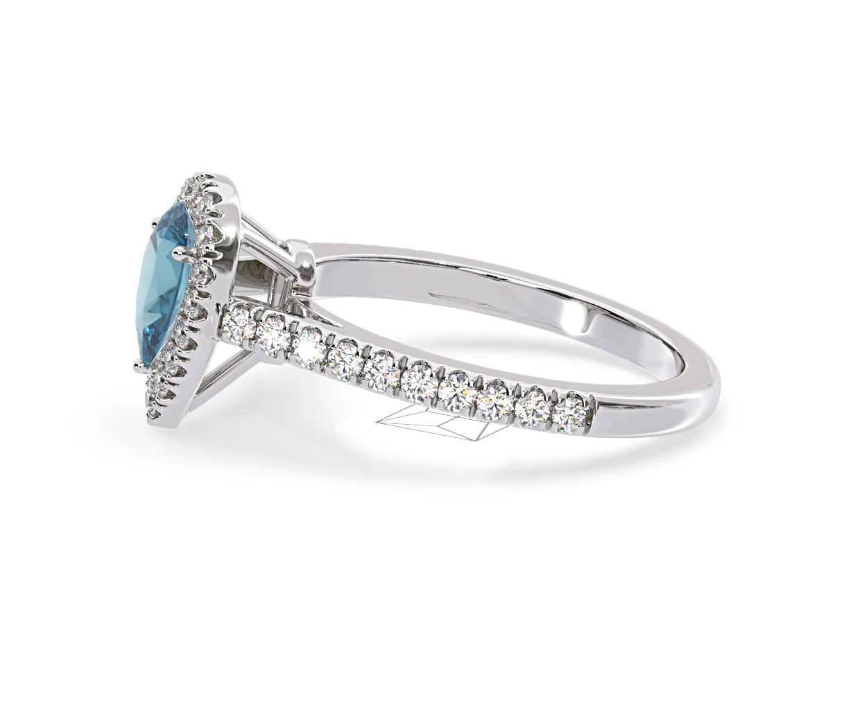 Diana Blue Lab Diamond Pear Halo Ring 1.00ct in Platinum - Elara Collection - Image 26