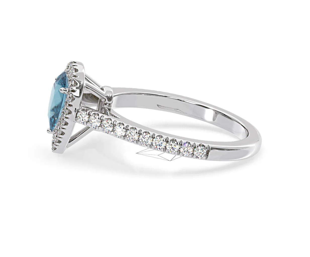 Diana Blue Lab Diamond Pear Halo Ring 1.00ct in Platinum - Elara Collection - Image 27