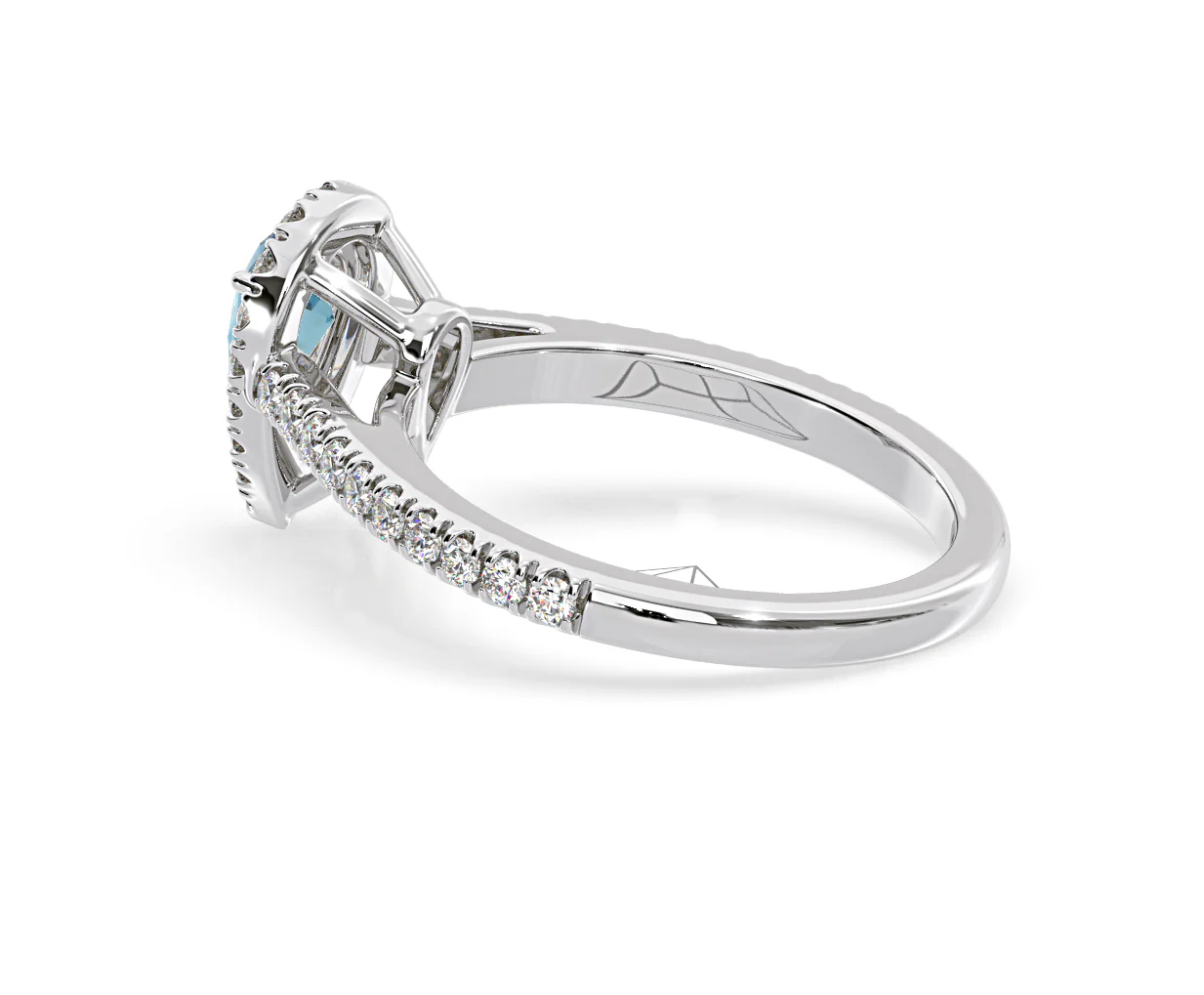 Diana Blue Lab Diamond Pear Halo Ring 1.00ct in Platinum - Elara Collection - Image 35