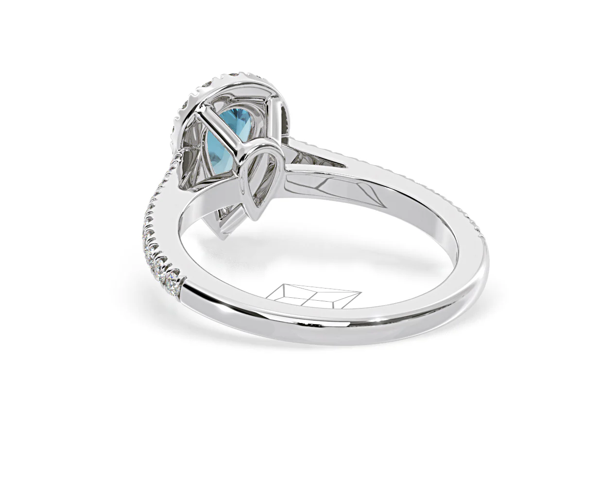 Diana Blue Lab Diamond Pear Halo Ring 1.00ct in Platinum - Elara Collection - Image 43