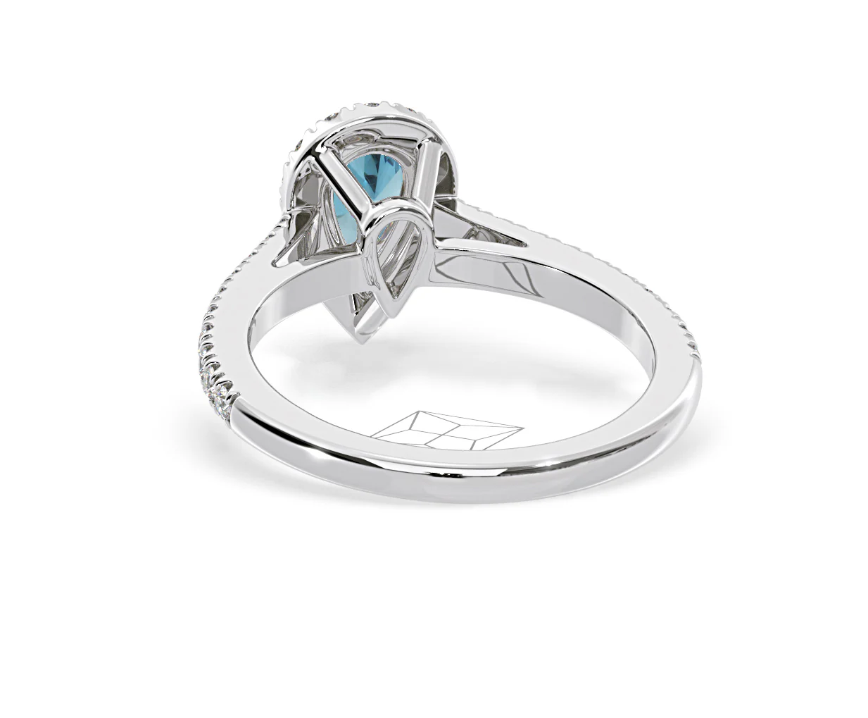 Diana Blue Lab Diamond Pear Halo Ring 1.00ct in Platinum - Elara Collection - Image 45