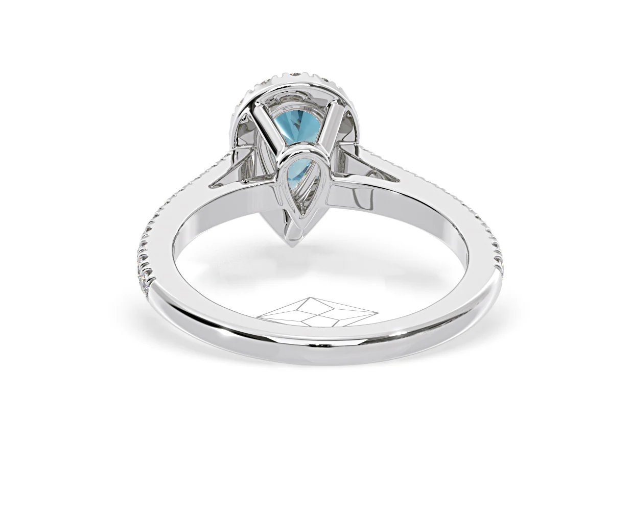 Diana Blue Lab Diamond Pear Halo Ring 1.00ct in Platinum - Elara Collection - Image 47