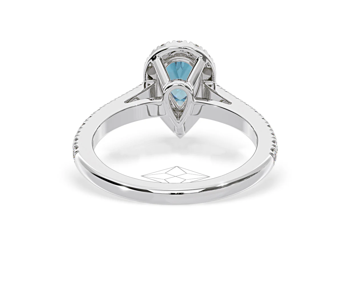 Diana Blue Lab Diamond Pear Halo Ring 1.00ct in Platinum - Elara Collection - Image 49