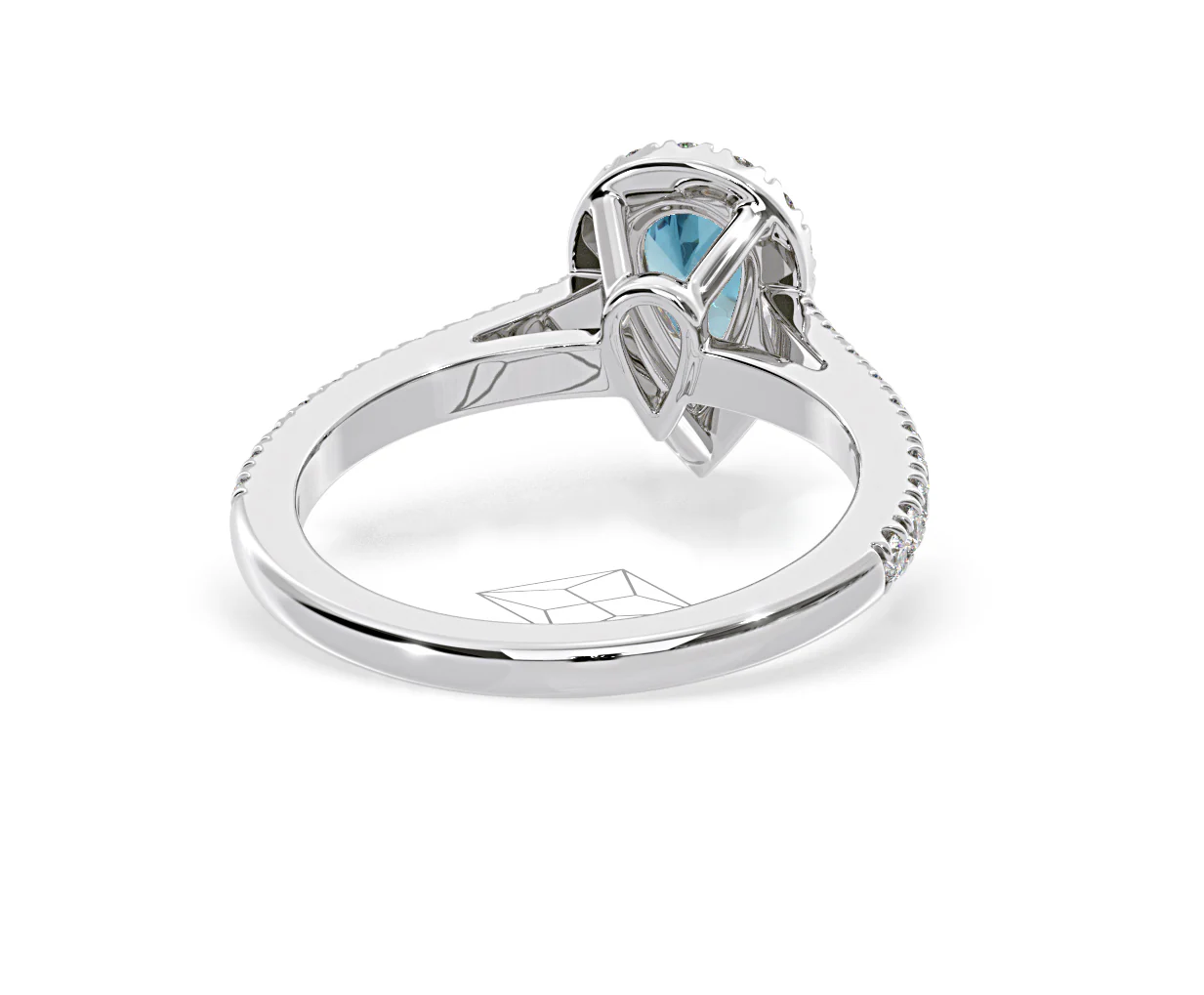 Diana Blue Lab Diamond Pear Halo Ring 1.00ct in Platinum - Elara Collection - Image 52