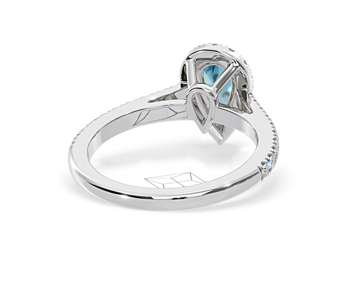 Diana Blue Lab Diamond Pear Halo Ring 1.00ct in Platinum - Elara Collection - Image 53