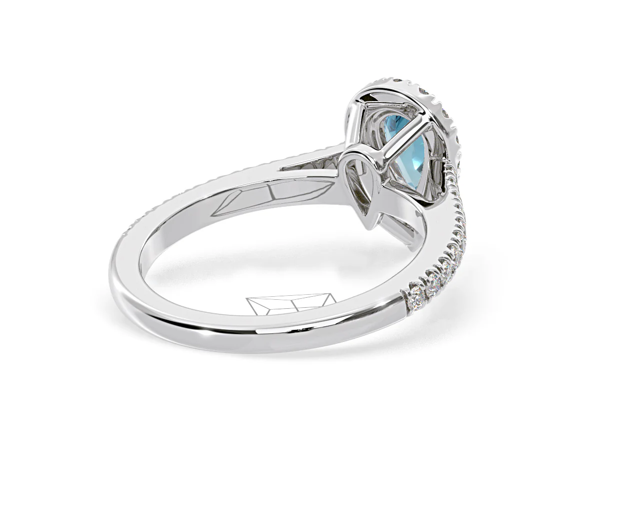 Diana Blue Lab Diamond Pear Halo Ring 1.00ct in Platinum - Elara Collection - Image 56
