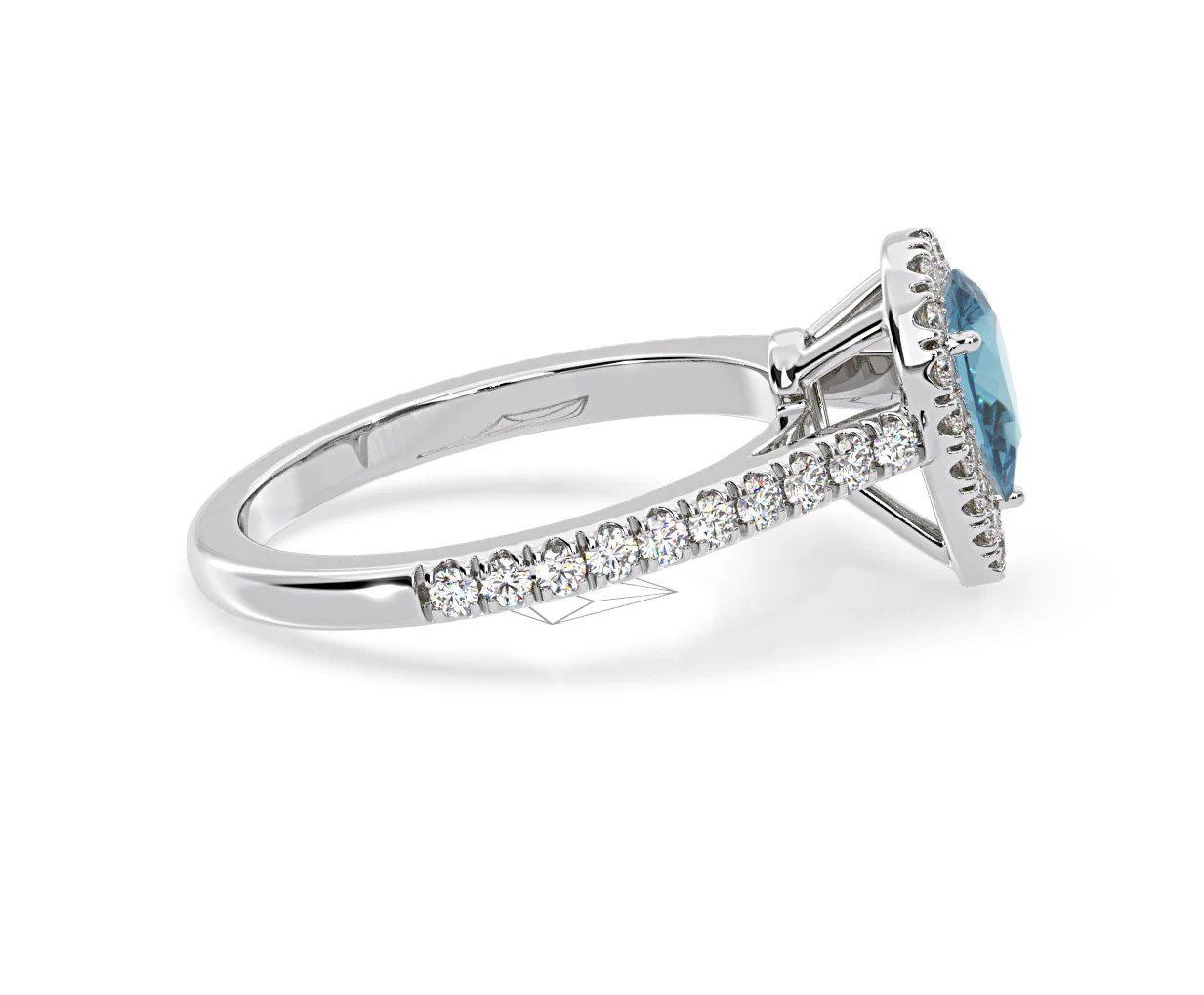 Diana Blue Lab Diamond Pear Halo Ring 1.00ct in Platinum - Elara Collection - Image 69
