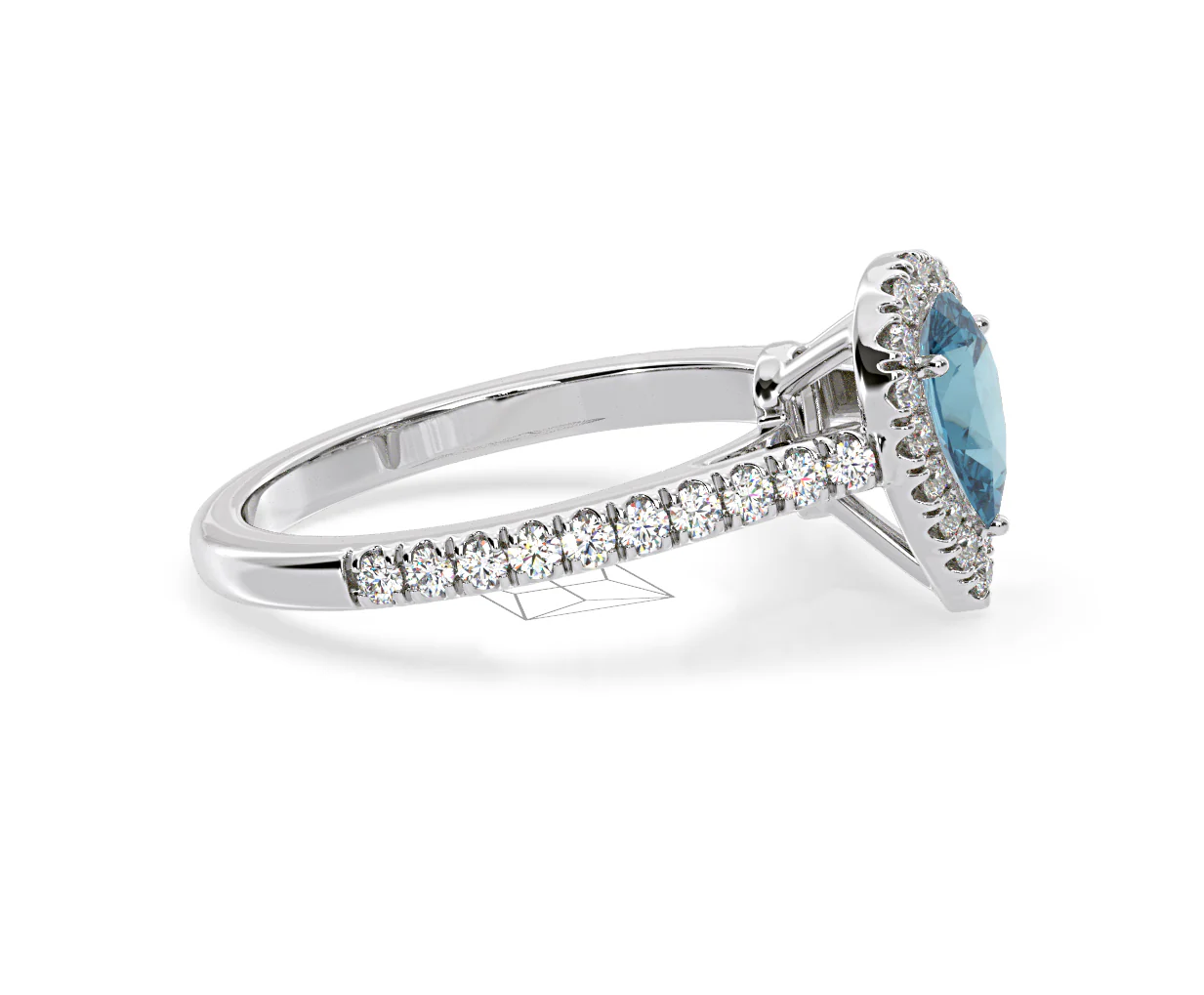Diana Blue Lab Diamond Pear Halo Ring 1.00ct in Platinum - Elara Collection - Image 72