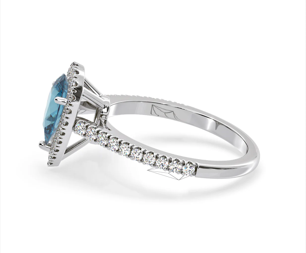 Diana Blue Lab Diamond Pear Halo Ring 1.60ct in 18K White Gold - Elara Collection - Image 26
