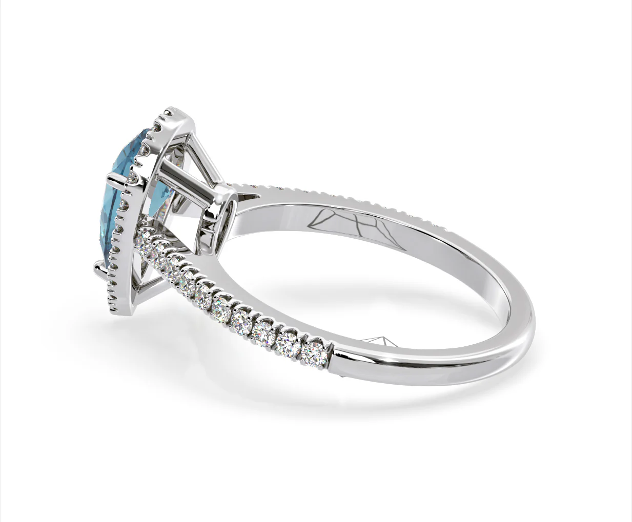 Diana Blue Lab Diamond Pear Halo Ring 1.60ct in 18K White Gold - Elara Collection - Image 31