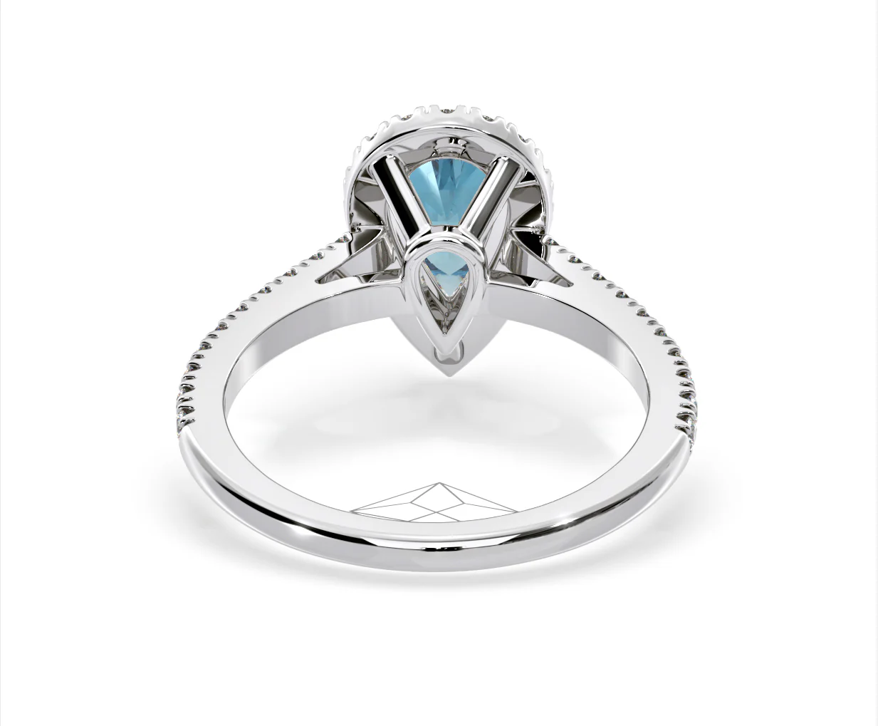 Diana Blue Lab Diamond Pear Halo Ring 1.60ct in 18K White Gold - Elara Collection - Image 47