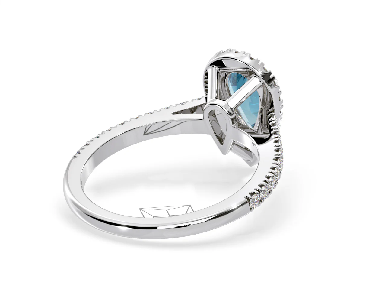 Diana Blue Lab Diamond Pear Halo Ring 1.60ct in 18K White Gold - Elara Collection - Image 54