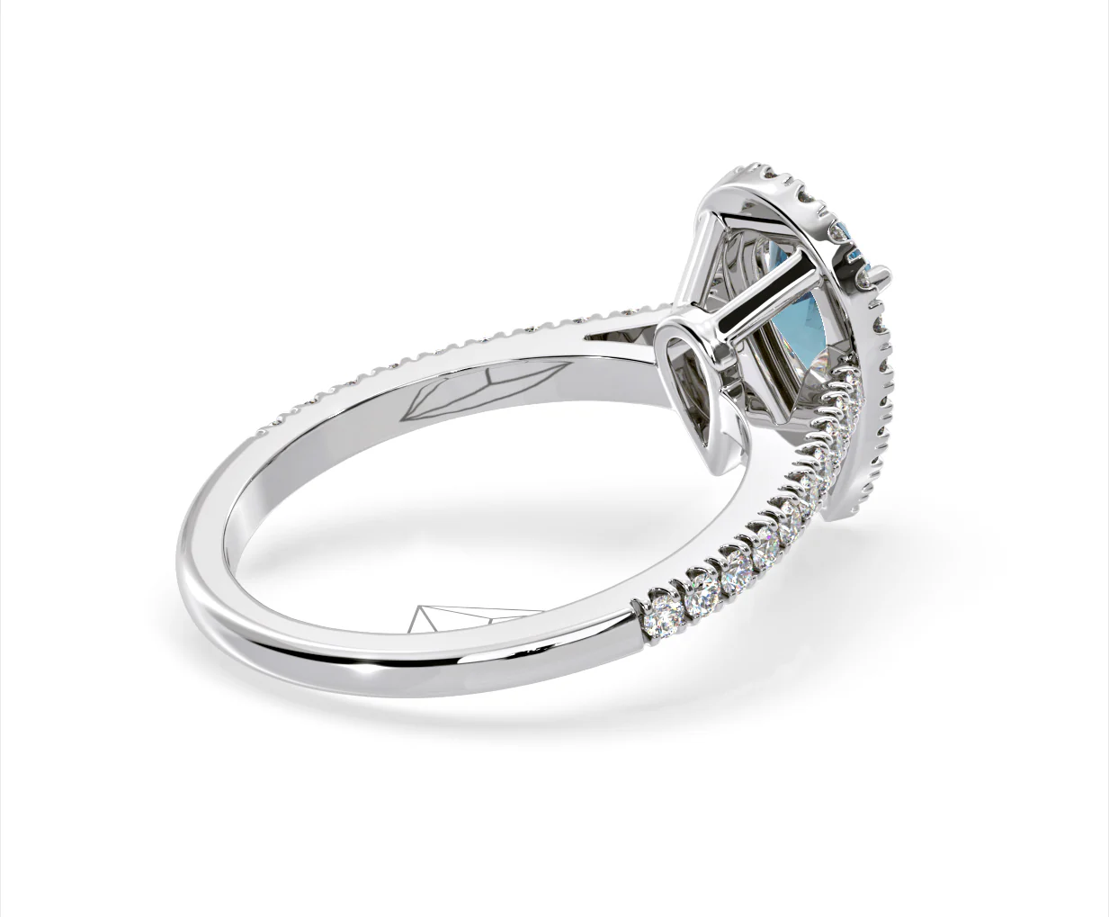 Diana Blue Lab Diamond Pear Halo Ring 1.60ct in 18K White Gold - Elara Collection - Image 58