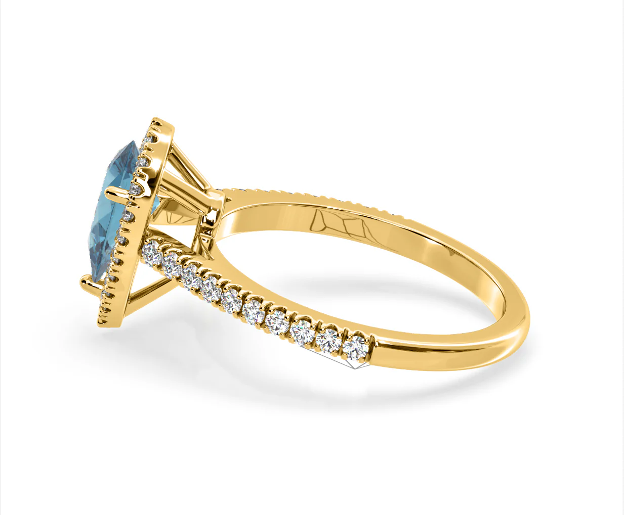 Diana Blue Lab Diamond Pear Halo Ring 1.60ct in 18K Yellow Gold - Elara Collection - Image 28