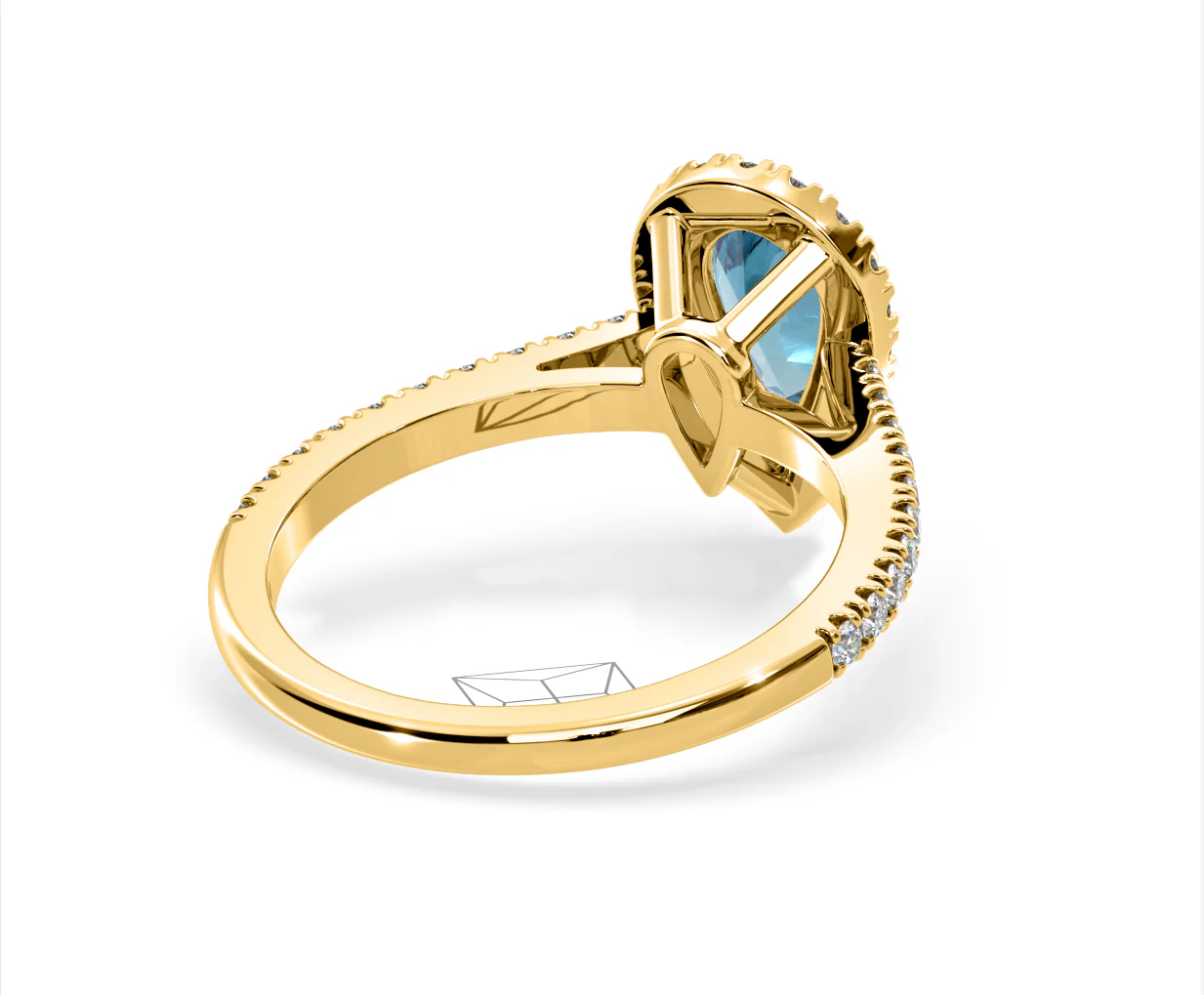 Diana Blue Lab Diamond Pear Halo Ring 1.60ct in 18K Yellow Gold - Elara Collection - Image 53