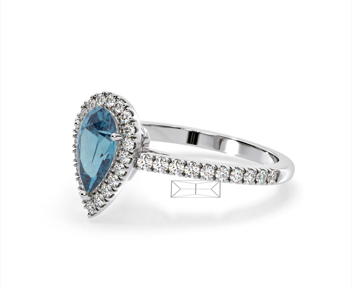 Diana Blue Lab Diamond Pear Halo Ring 1.60ct in Platinum - Elara Collection - Image 19