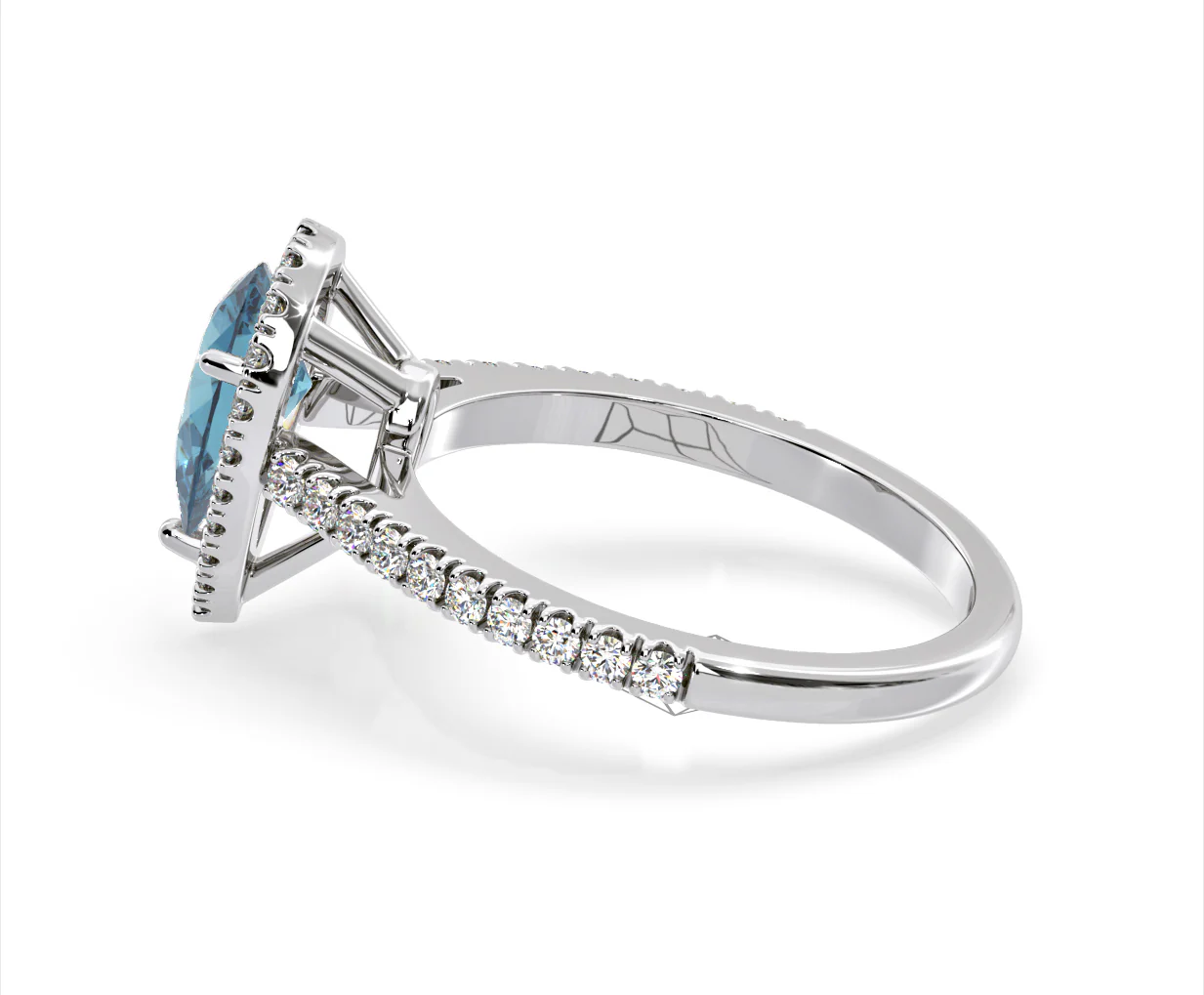 Diana Blue Lab Diamond Pear Halo Ring 1.60ct in Platinum - Elara Collection - Image 31