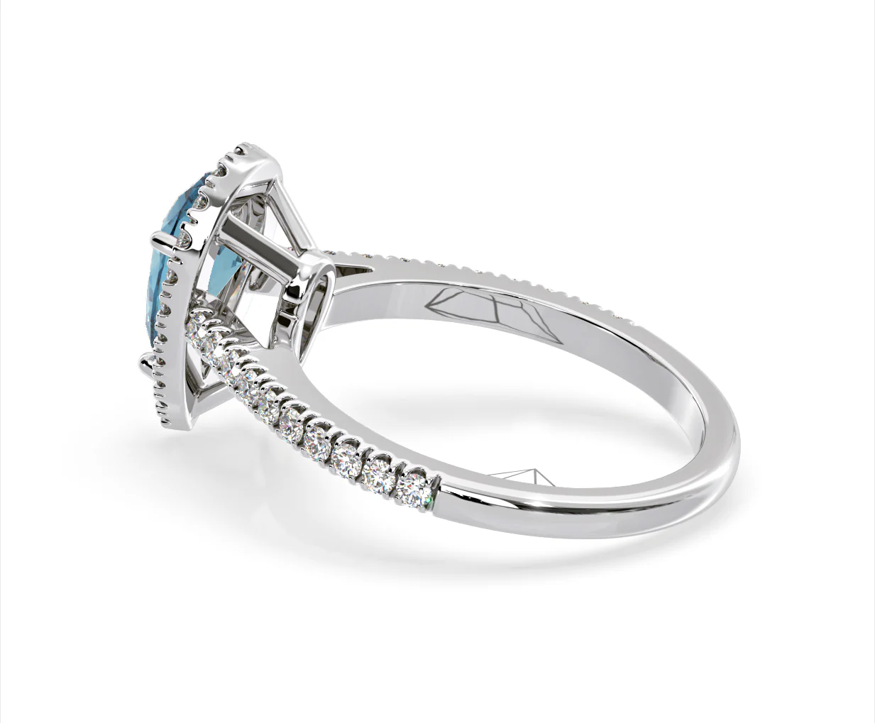 Diana Blue Lab Diamond Pear Halo Ring 1.60ct in Platinum - Elara Collection - Image 34