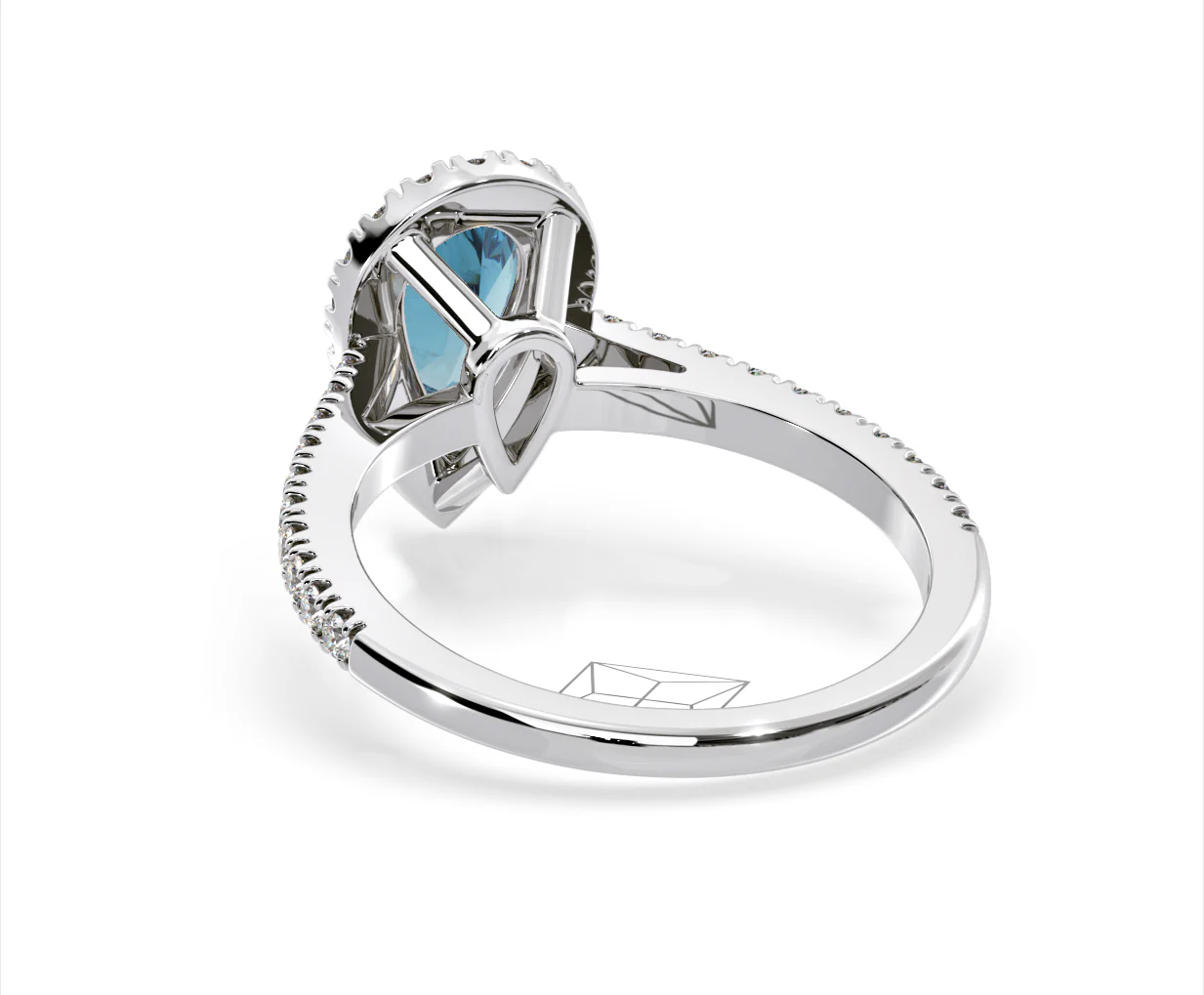 Diana Blue Lab Diamond Pear Halo Ring 1.60ct in Platinum - Elara Collection - Image 43