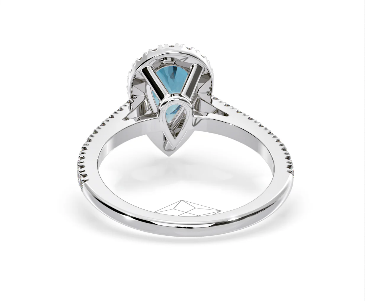 Diana Blue Lab Diamond Pear Halo Ring 1.60ct in Platinum - Elara Collection - Image 47