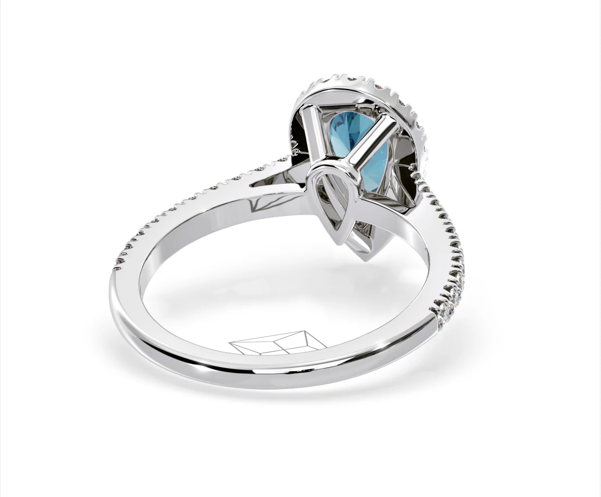 Diana Blue Lab Diamond Pear Halo Ring 1.60ct in Platinum - Elara Collection - Image 53