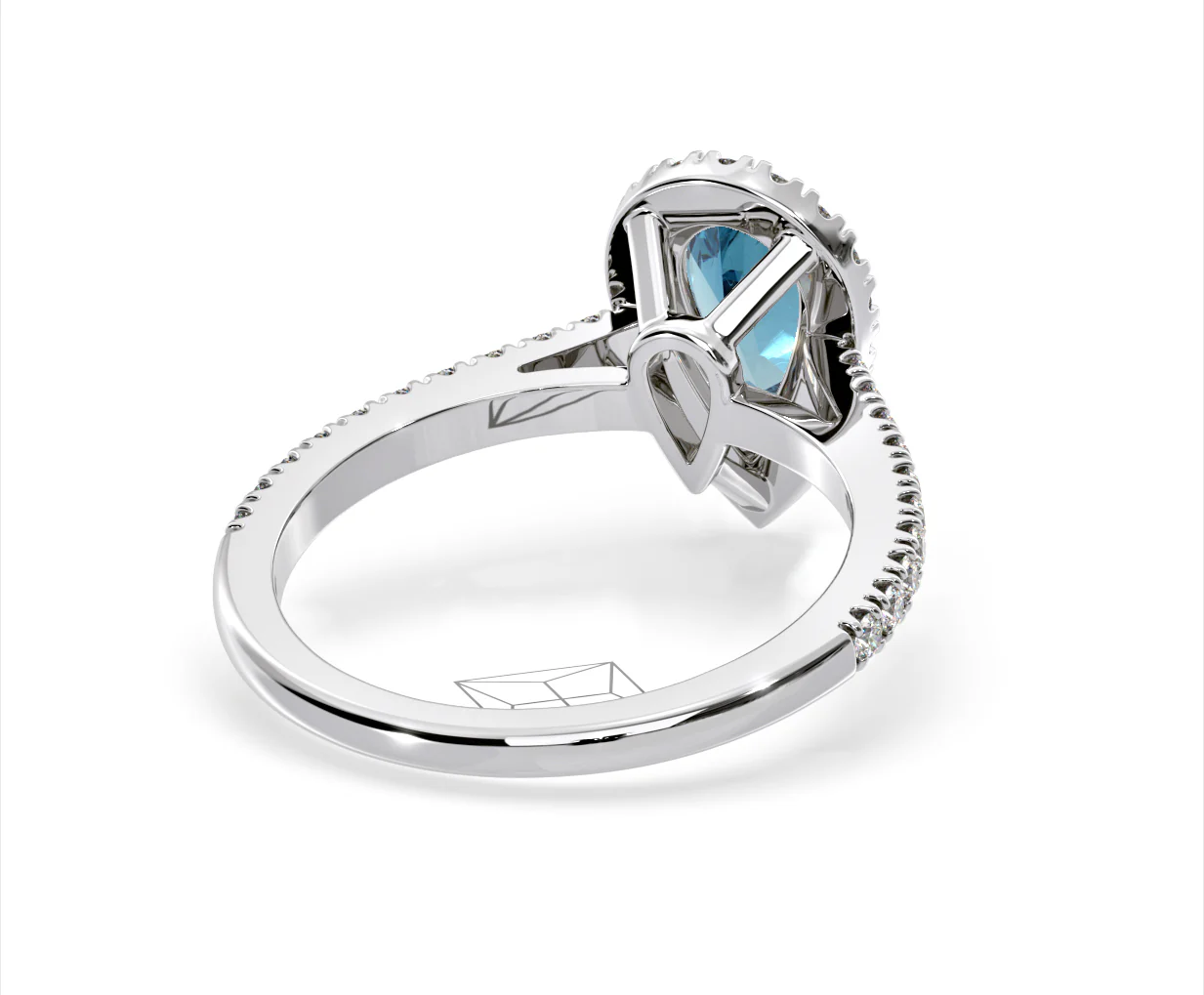 Diana Blue Lab Diamond Pear Halo Ring 1.60ct in Platinum - Elara Collection - Image 54