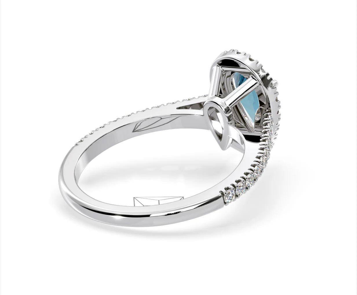 Diana Blue Lab Diamond Pear Halo Ring 1.60ct in Platinum - Elara Collection - Image 58