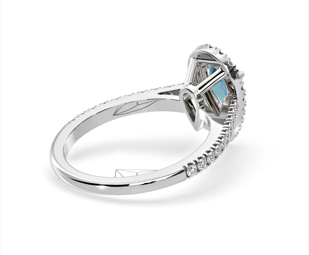 Diana Blue Lab Diamond Pear Halo Ring 1.60ct in Platinum - Elara Collection - Image 59