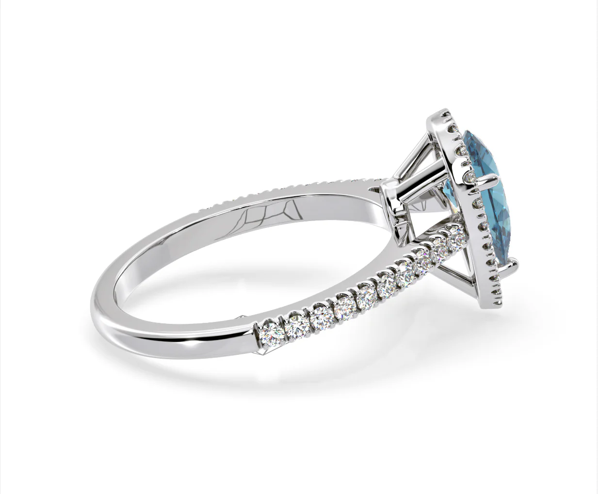 Diana Blue Lab Diamond Pear Halo Ring 1.60ct in Platinum - Elara Collection - Image 66