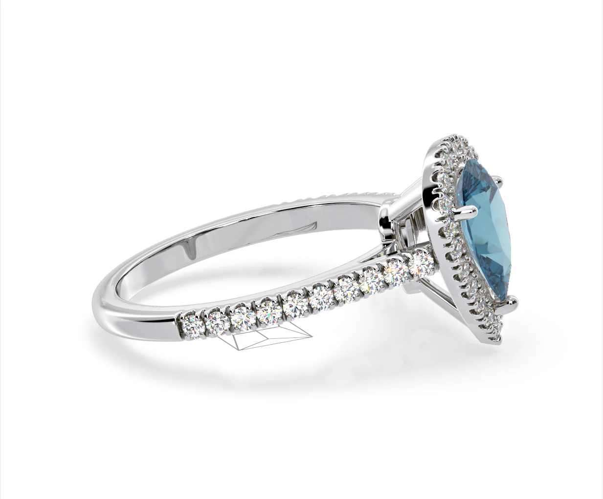 Diana Blue Lab Diamond Pear Halo Ring 1.60ct in Platinum - Elara Collection - Image 72
