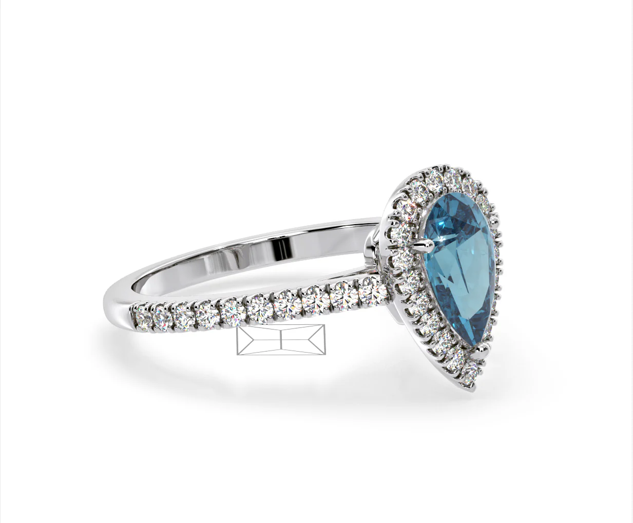 Diana Blue Lab Diamond Pear Halo Ring 1.60ct in Platinum - Elara Collection - Image 78