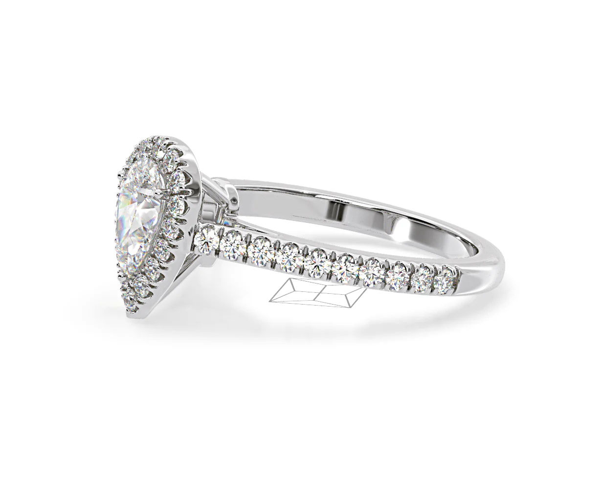 Diana GIA Diamond Pear Halo Engagement Ring 18KW Gold 1.35ct G/SI2 - Image 102