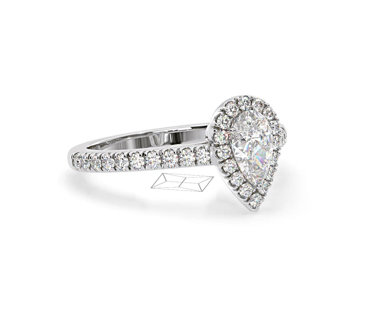 Diana GIA Diamond Pear Halo Engagement Ring 18KW Gold 1.35ct G/SI2 - Image 161