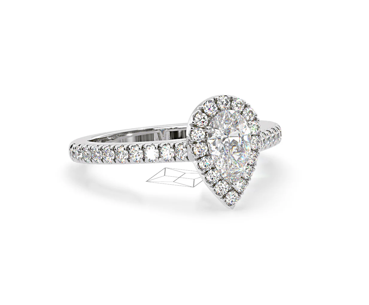 Diana GIA Diamond Pear Halo Engagement Ring 18KW Gold 1.35ct G/SI2 - Image 163