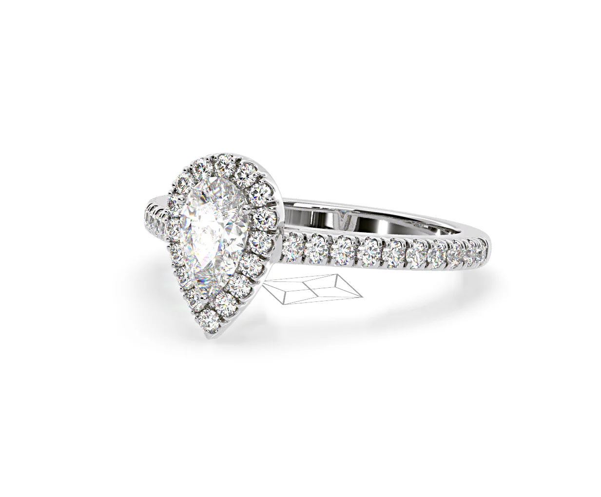 Diana GIA Diamond Pear Halo Engagement Ring 18KW Gold 1.35ct G/SI2 - Image 95