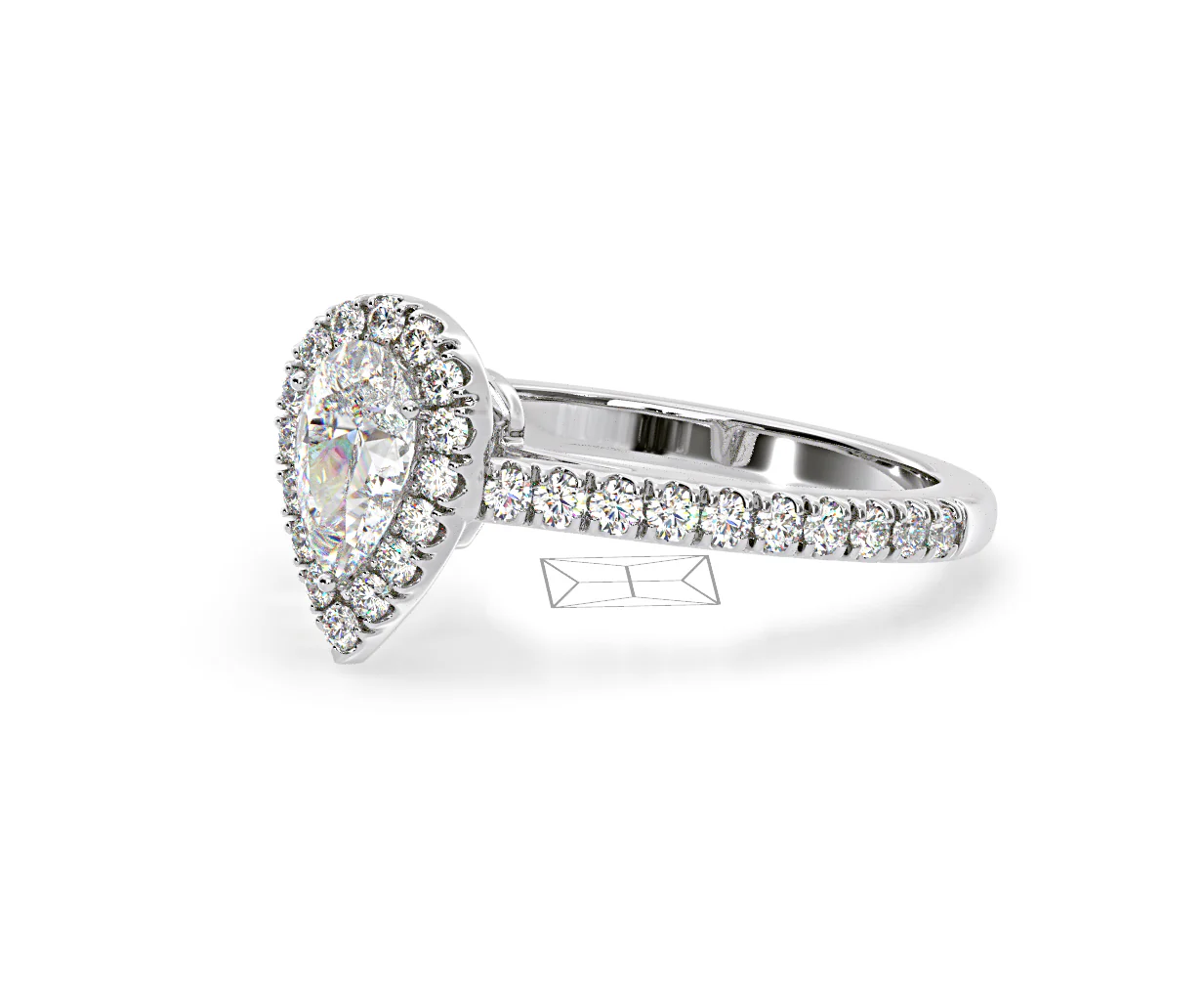 Diana GIA Diamond Pear Halo Engagement Ring 18KW Gold 1.35ct G/SI2 - Image 98