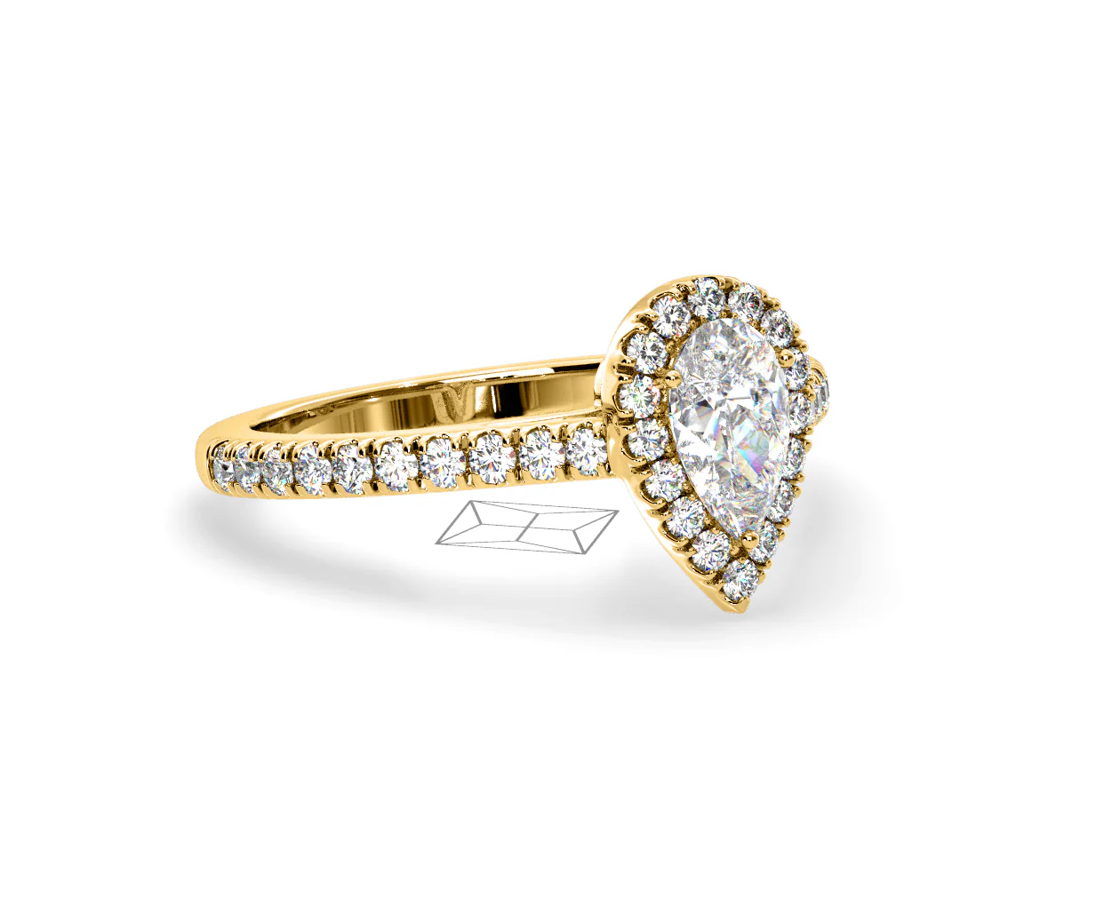 Diana GIA Diamond Pear Halo Engagement Ring in 18K Gold 1.35ct G/SI2 - Image 160