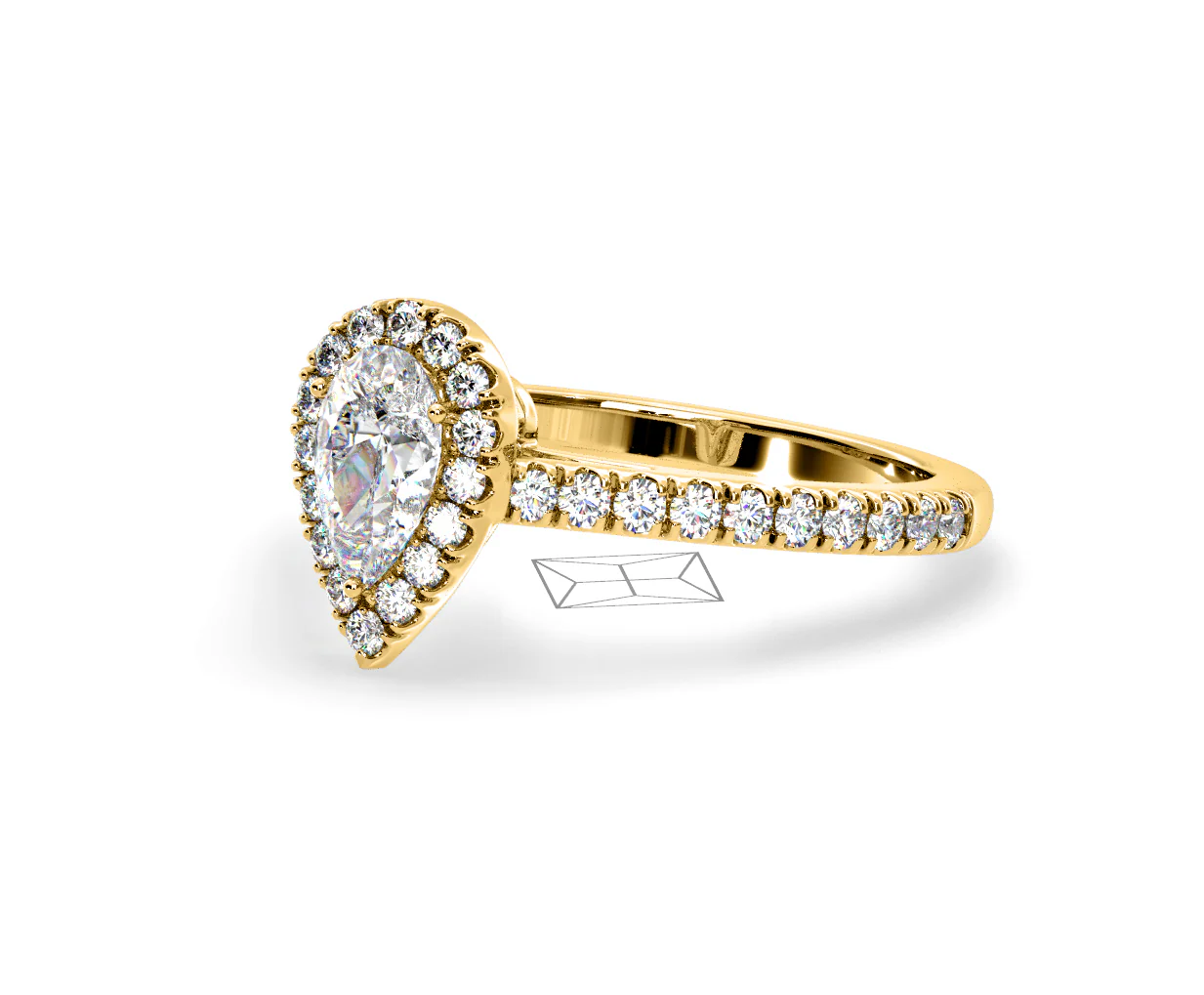 Diana GIA Diamond Pear Halo Engagement Ring in 18K Gold 1.35ct G/SI2 - Image 96