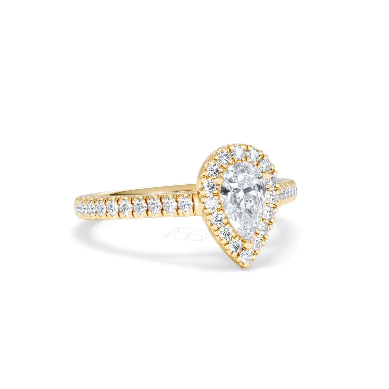 Diana Diamond Pear Halo Engagement Ring in 18K Gold 1ct G/VS2 - Image 13