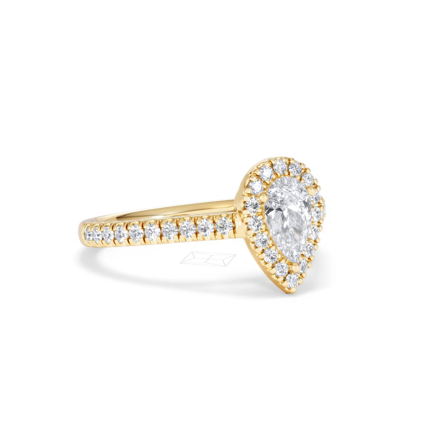 Diana Diamond Pear Halo Engagement Ring in 18K Gold 1ct G/VS2 - Image 15