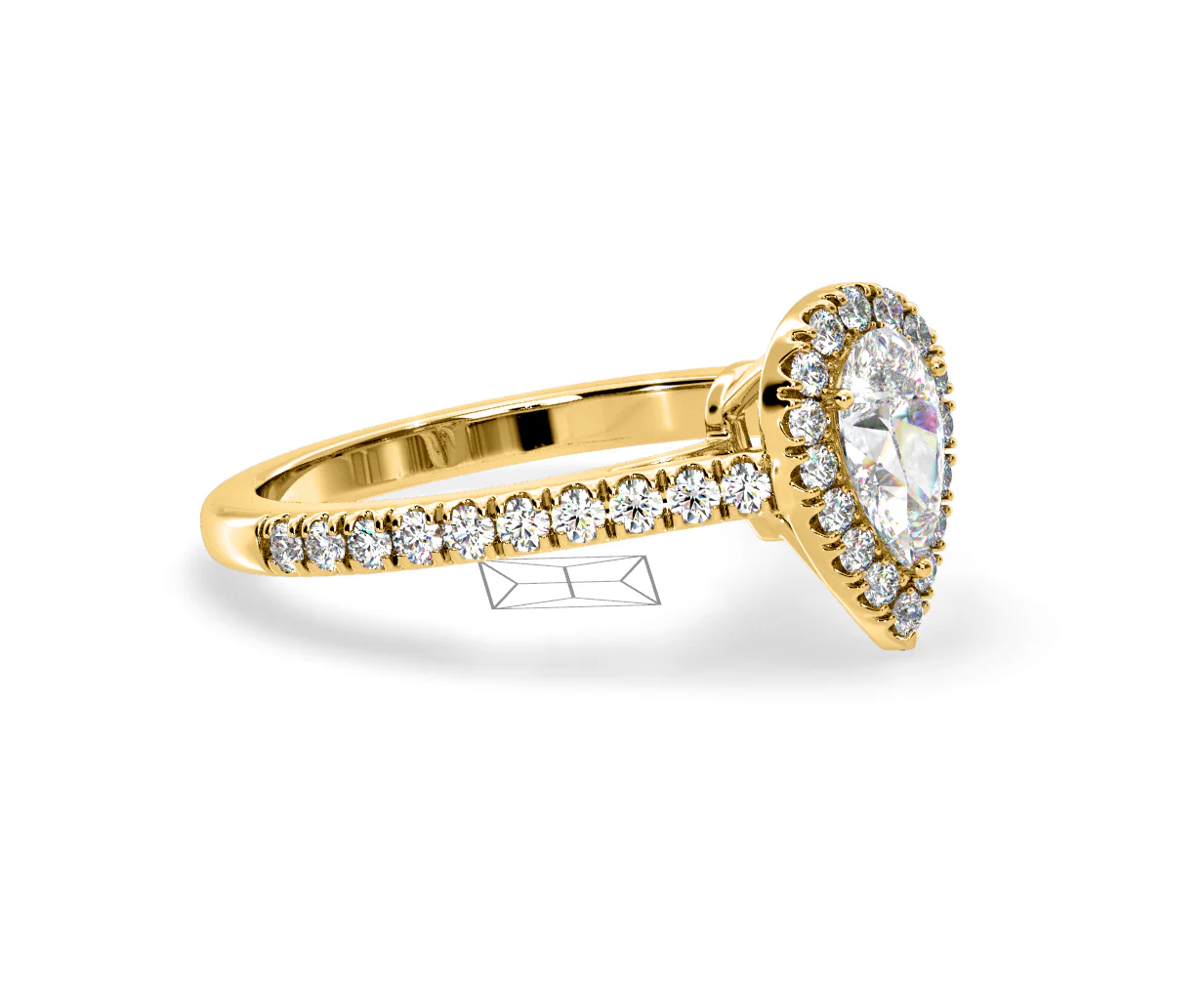 Diana Diamond Pear Halo Engagement Ring in 18K Gold 1ct G/VS2 - Image 156