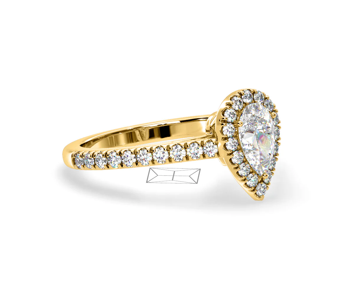 Diana Diamond Pear Halo Engagement Ring in 18K Gold 1ct G/VS2 - Image 158