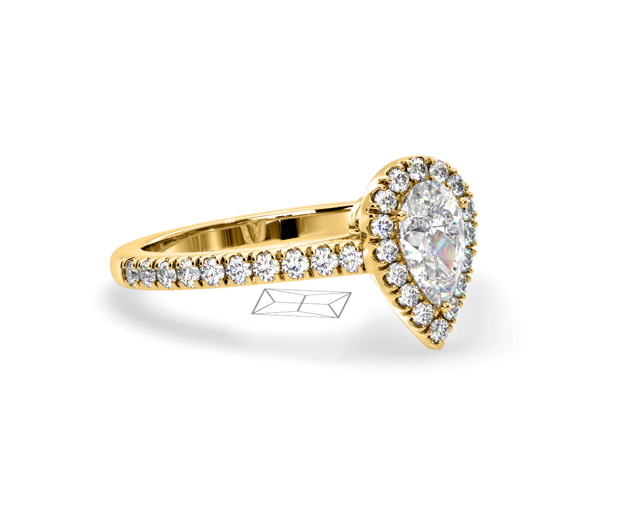 Diana Diamond Pear Halo Engagement Ring in 18K Gold 1ct G/VS2 - Image 159