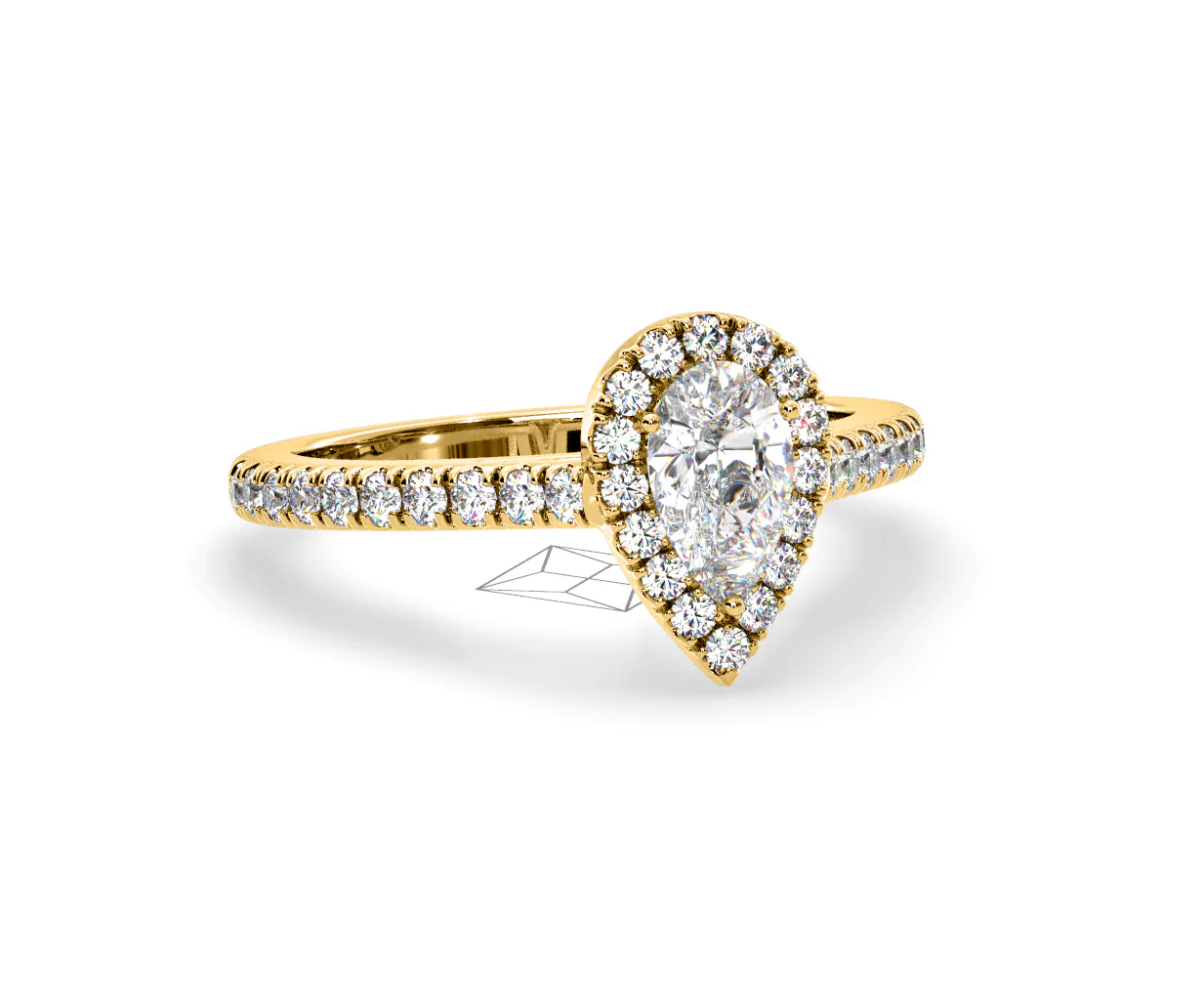 Diana Diamond Pear Halo Engagement Ring in 18K Gold 1ct G/VS2 - Image 163