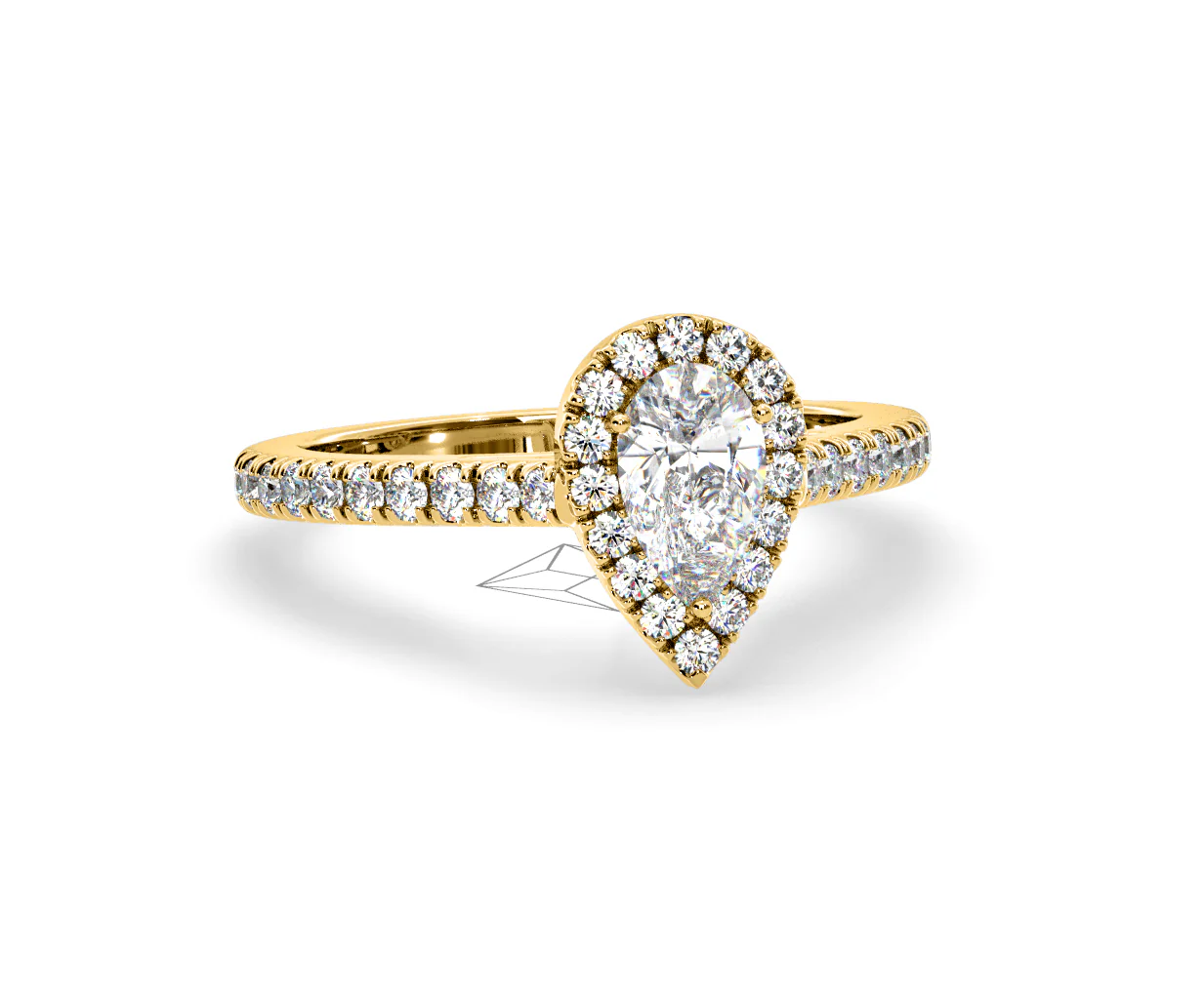 Diana Diamond Pear Halo Engagement Ring in 18K Gold 1ct G/VS2 - Image 164