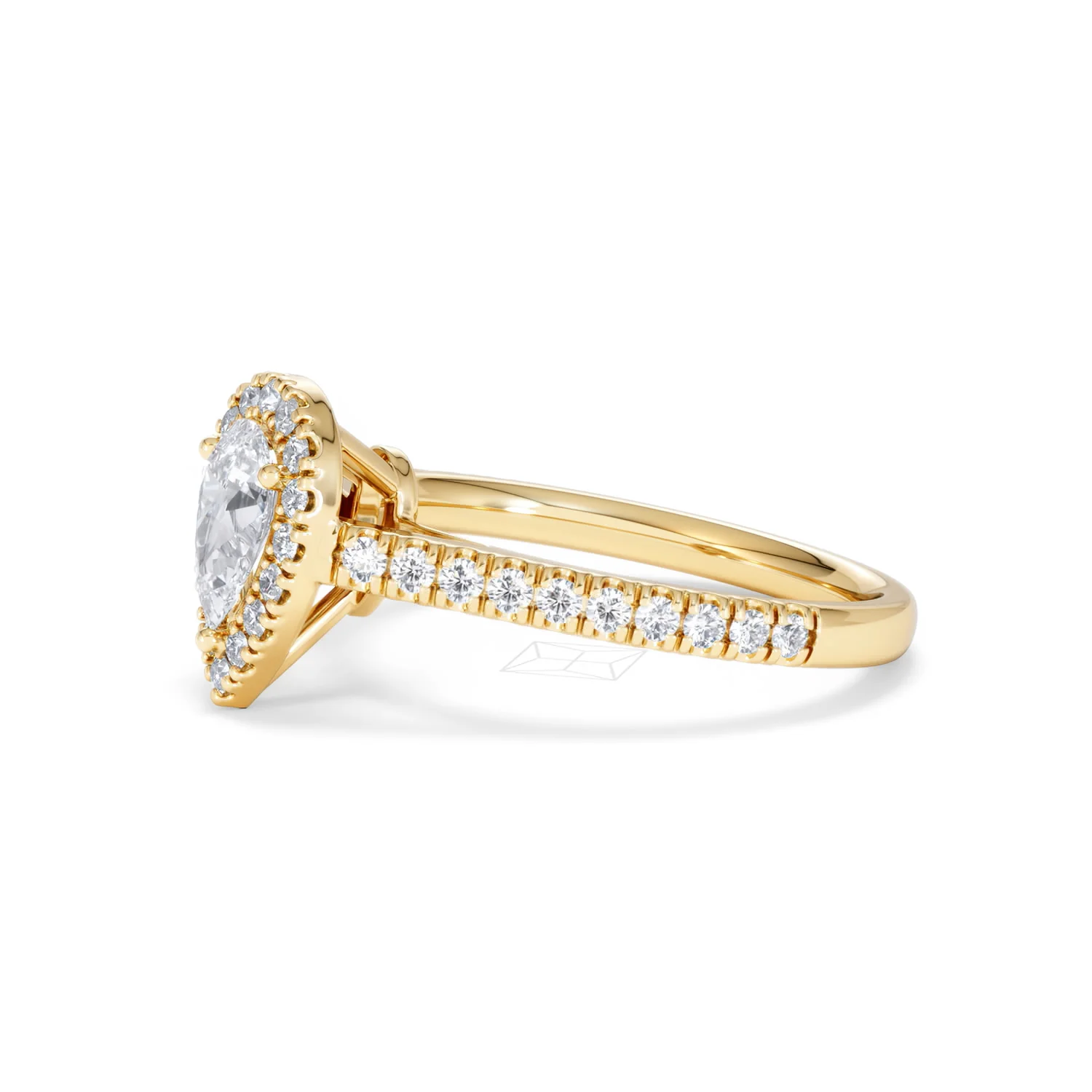 Diana Diamond Pear Halo Engagement Ring in 18K Gold 1ct G/VS2 - Image 74