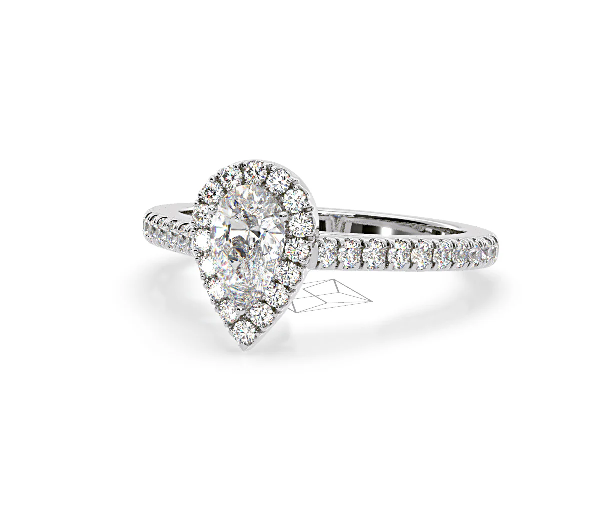 Diana GIA Diamond Pear Halo Engagement Ring Platinum 1.35ct G/SI1 - Image 12