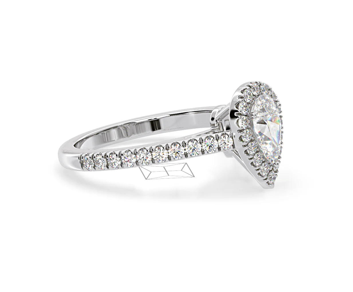 Diana GIA Diamond Pear Halo Engagement Ring Platinum 1.35ct G/SI2 - Image 157