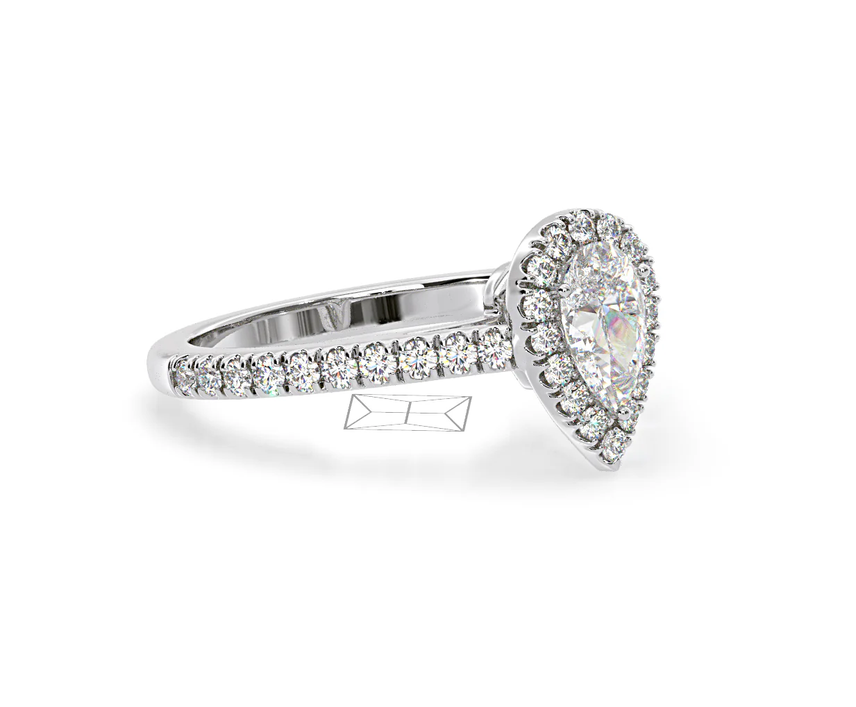Diana GIA Diamond Pear Halo Engagement Ring Platinum 1.35ct G/SI2 - Image 160